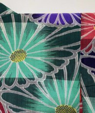 Photo6: JAPANESE KIMONO MIXED WEAVE ANTIQUE HAORI / MEISEN / CHRYSANTHEMUM (6)