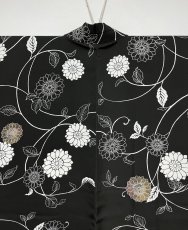 Photo3: JAPANESE KIMONO SILK HAORI / KARAKUSA FLOWER / BLACK (3)