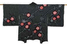 Photo1: JAPANESE KIMONO SILK HAORI / FULL SHIBORI / UME / BLACK / UNUSED (1)