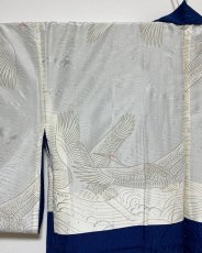 Photo9: JAPANESE KIMONO SILK HAORI / DARK BLUE / UNUSED (9)