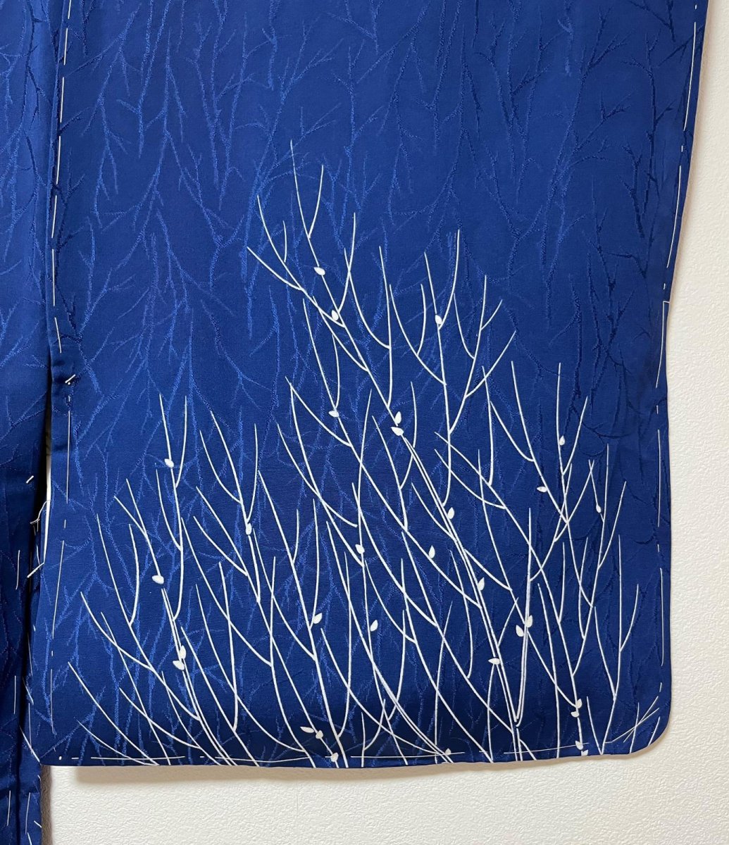 Photo8: JAPANESE KIMONO SILK HAORI / DARK BLUE / UNUSED (8)