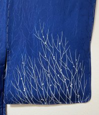 Photo8: JAPANESE KIMONO SILK HAORI / DARK BLUE / UNUSED (8)