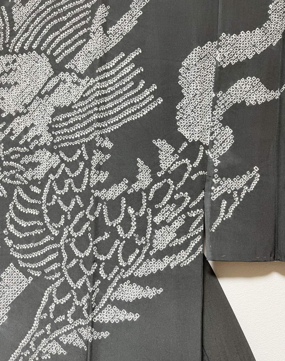 Photo6: JAPANESE KIMONO SILK MENS JUBAN / DRAGON / WAVE / GRAY / UNUSED (6)