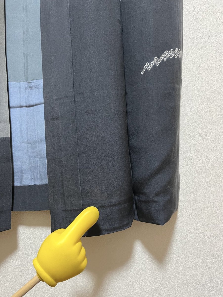 Photo9: JAPANESE KIMONO SILK MENS JUBAN / DRAGON / WAVE / GRAY / UNUSED (9)