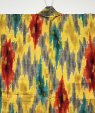 Photo4: JAPANESE KIMONO SILK ANTIQUE HAORI / MEISEN / IKAT / YELLOW (4)