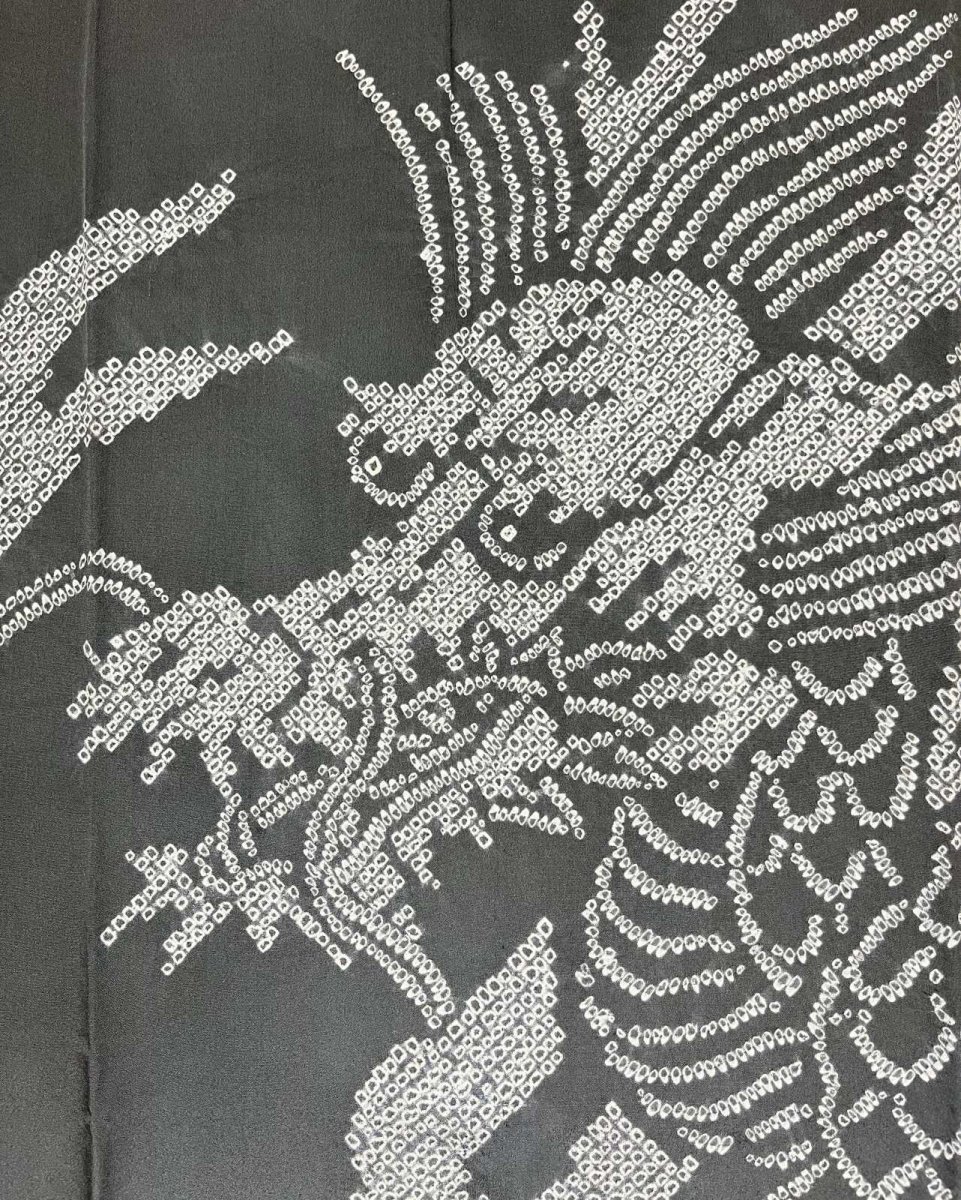 Photo5: JAPANESE KIMONO SILK MENS JUBAN / DRAGON / WAVE / GRAY / UNUSED (5)