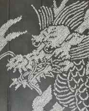 Photo5: JAPANESE KIMONO SILK MENS JUBAN / DRAGON / WAVE / GRAY / UNUSED (5)