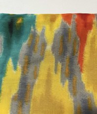 Photo6: JAPANESE KIMONO SILK ANTIQUE HAORI / MEISEN / IKAT / YELLOW (6)