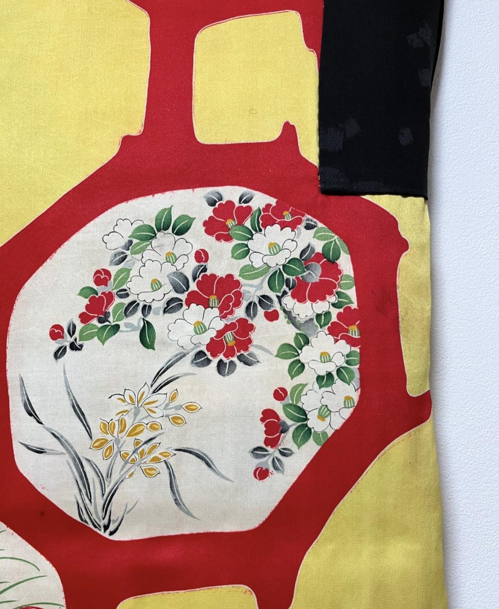 Photo12: JAPANESE KIMONO SILK ANTIQUE HAORI / PAULOWNIA / BLACK (12)