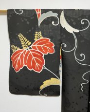 Photo9: JAPANESE KIMONO SILK ANTIQUE HAORI / PAULOWNIA / BLACK (9)