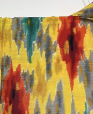 Photo5: JAPANESE KIMONO SILK ANTIQUE HAORI / MEISEN / IKAT / YELLOW (5)