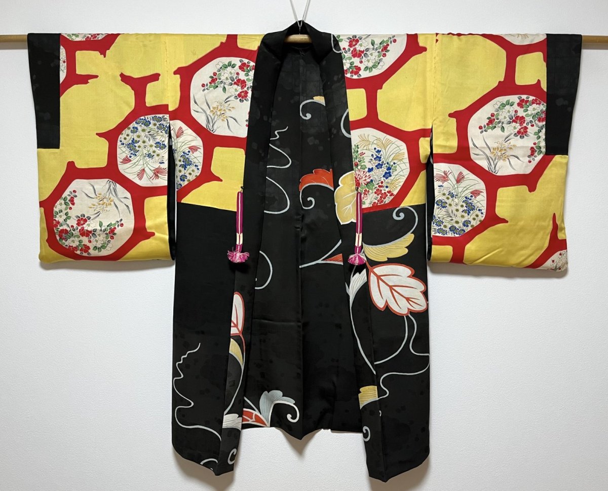 Photo4: JAPANESE KIMONO SILK ANTIQUE HAORI / PAULOWNIA / BLACK (4)