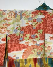Photo7: JAPANESE KIMONO SILK ANTIQUE HAORI / MEISEN / IKAT / YELLOW (7)