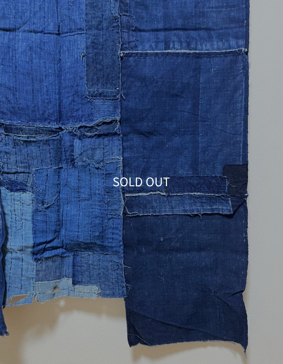 Photo6: JAPANESE COTTON ANTIQUE BORO / INDIGO BLUE / 96cm x 165cm (6)