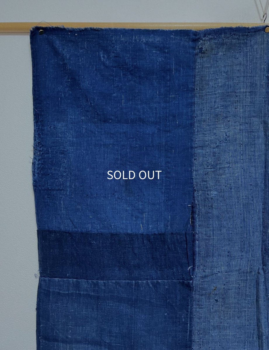 Photo10: JAPANESE COTTON ANTIQUE BORO / INDIGO BLUE / 96cm x 165cm (10)