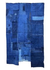 Photo1: JAPANESE COTTON ANTIQUE BORO / INDIGO BLUE / 96cm x 165cm (1)