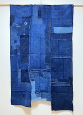 Photo2: JAPANESE COTTON ANTIQUE BORO / INDIGO BLUE / 96cm x 165cm (2)