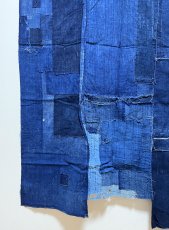 Photo7: JAPANESE COTTON ANTIQUE BORO / INDIGO BLUE / 96cm x 165cm (7)
