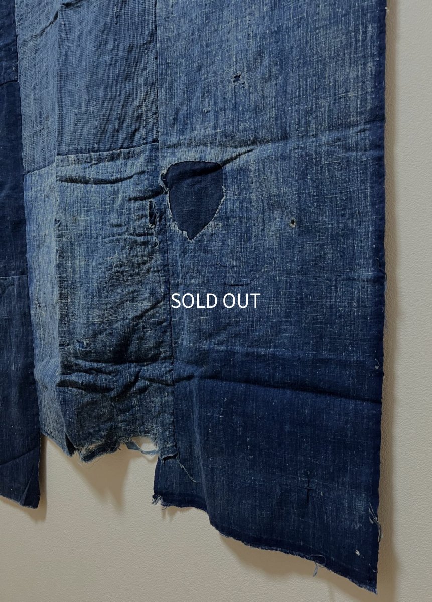 Photo13: JAPANESE COTTON ANTIQUE BORO / INDIGO BLUE / 96cm x 165cm (13)