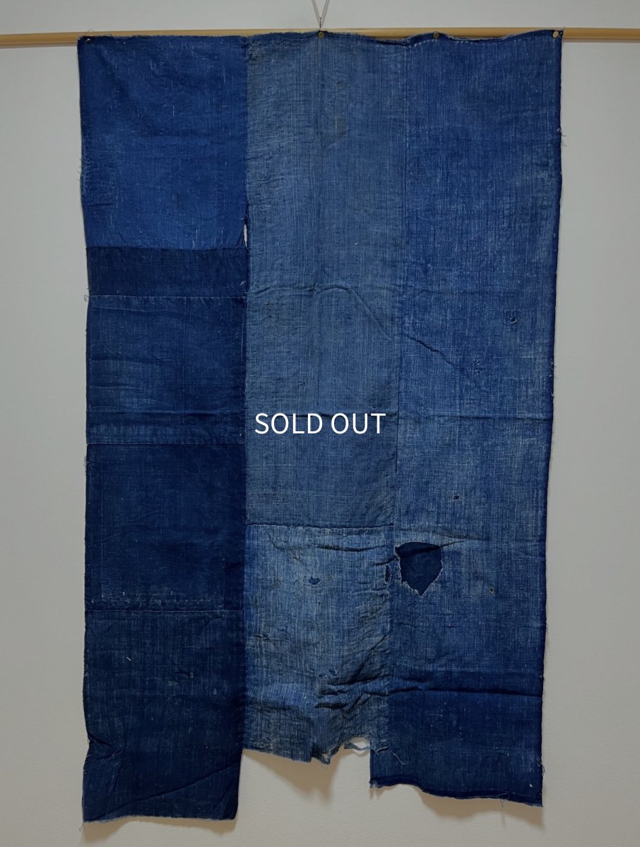Photo3: JAPANESE COTTON ANTIQUE BORO / INDIGO BLUE / 96cm x 165cm (3)