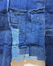 Photo8: JAPANESE COTTON ANTIQUE BORO / INDIGO BLUE / 96cm x 165cm (8)